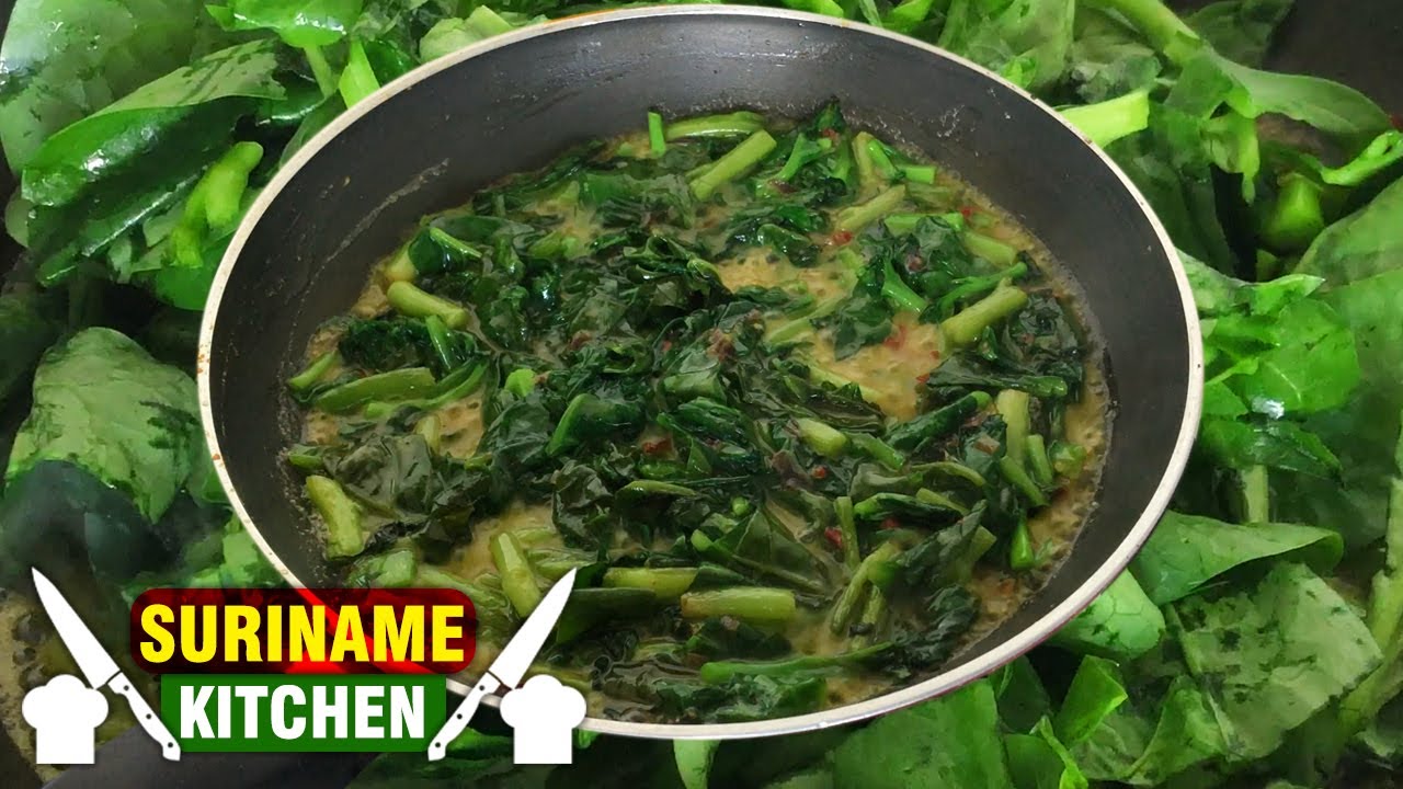 Spinazie Recept (Poi Ke Bhaadjie) | Spinach Recipe | Suriname Kitchen