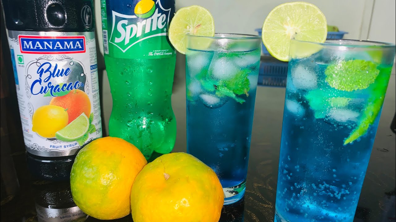 Chilly Blue Lime | Chilly Cool Blue Krushers ~ with Manama Blue Curacao Syrup | Blue Mojito/Mocktail