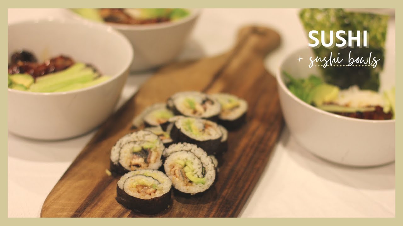 Easy Avocado-Cucumber Sushi Roll + Sushi Bowls | Kibo’s Eats ASMR