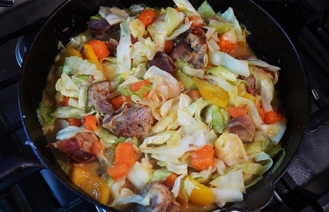 Cabbage With Smoked Pork And Pumpkin.