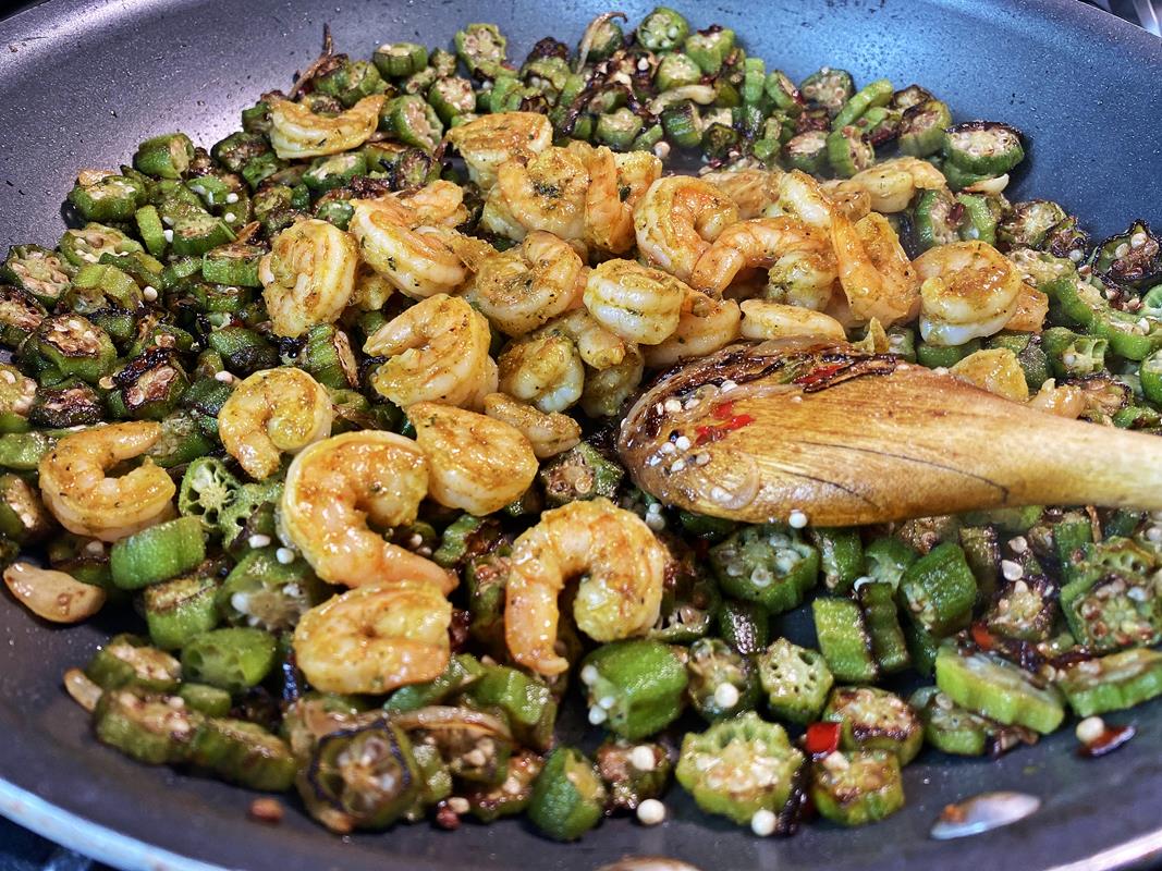 Fry Ochro (Okra) With Shrimp.