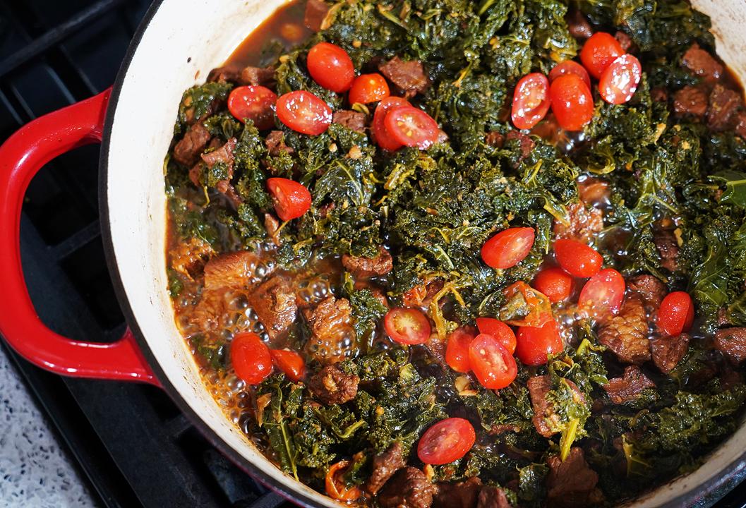 Curry-Stew Pork With Kale.