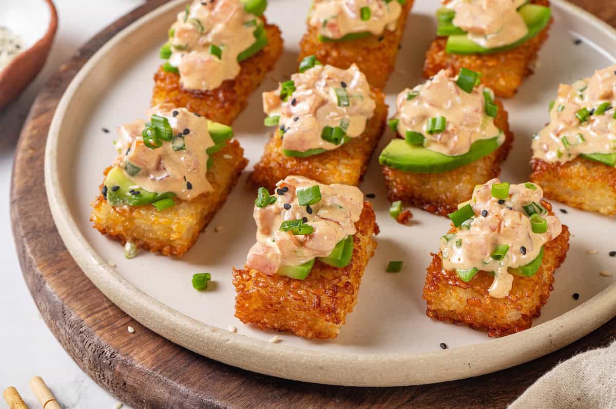 Crispy Rice Cakes With Spicy Vegan Tuna
