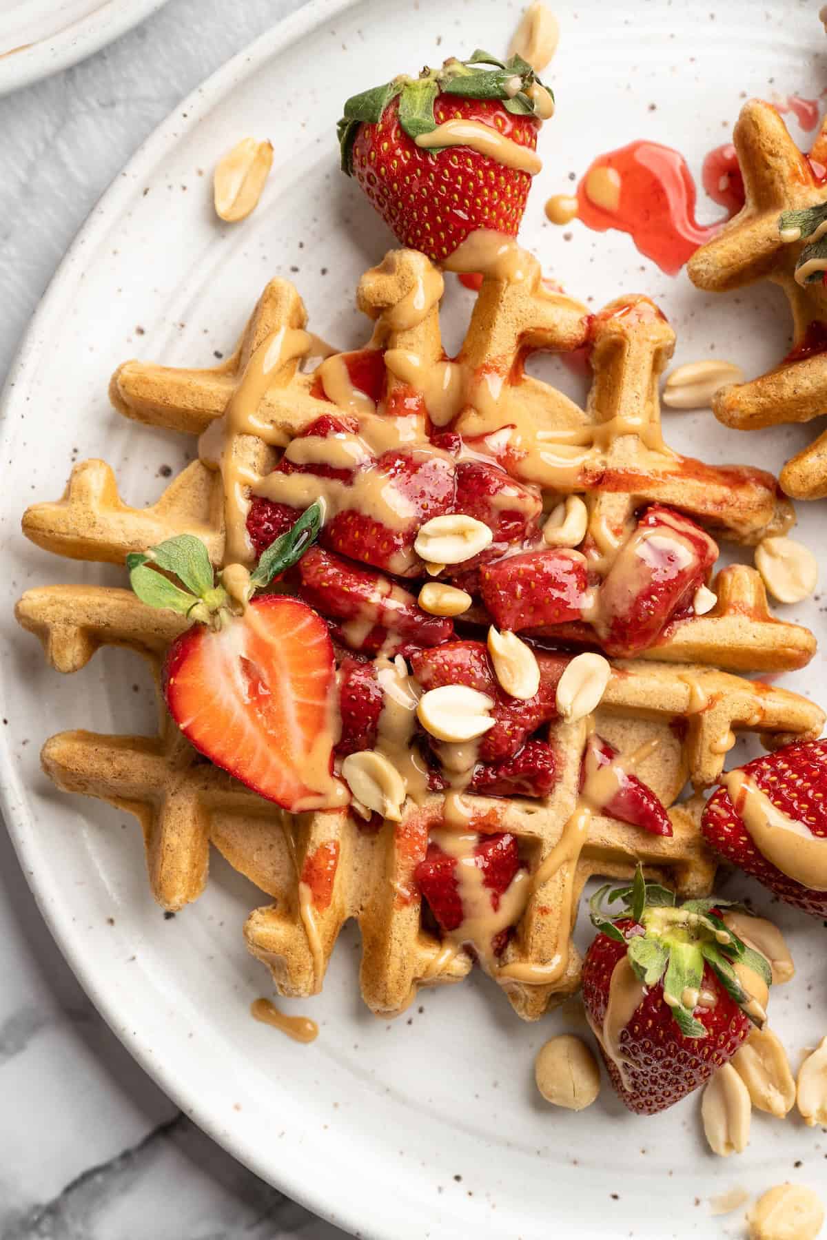 Peanut Butter and Strawberry Jelly Waffles