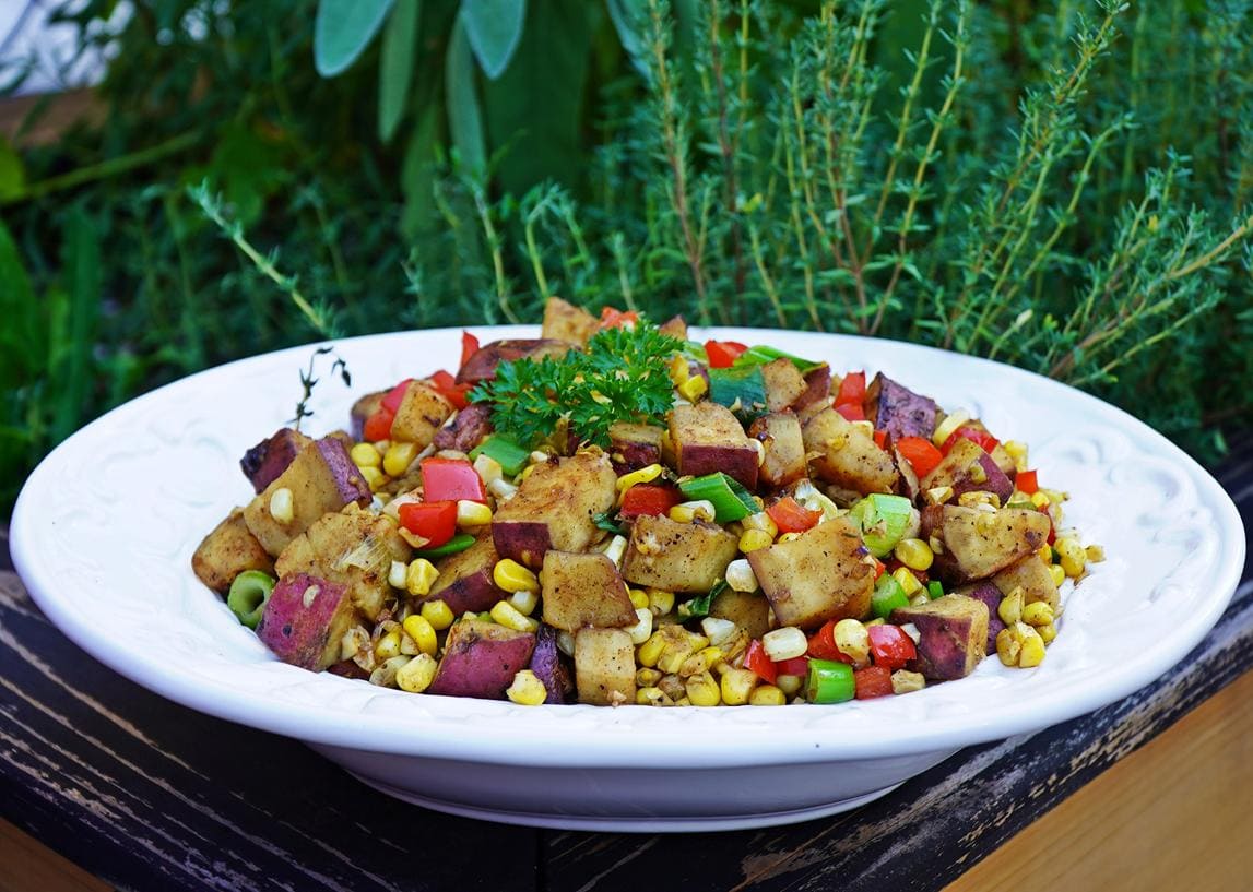 The Easiest Corn and Sweet Potato Hash RecipeEasy Corn and Sweet Potato Hash Recipe